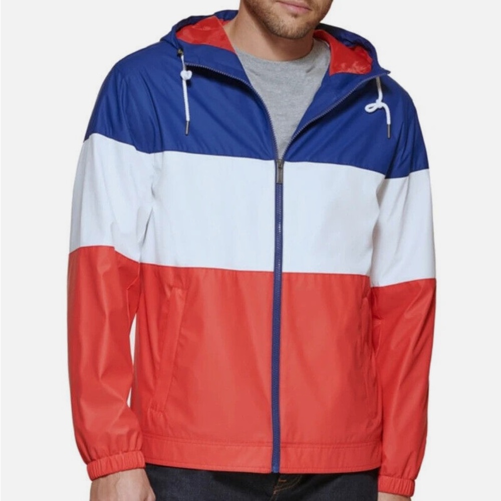 Club Room Tricolor Windbreaker Jacket - Blue, White, Red
